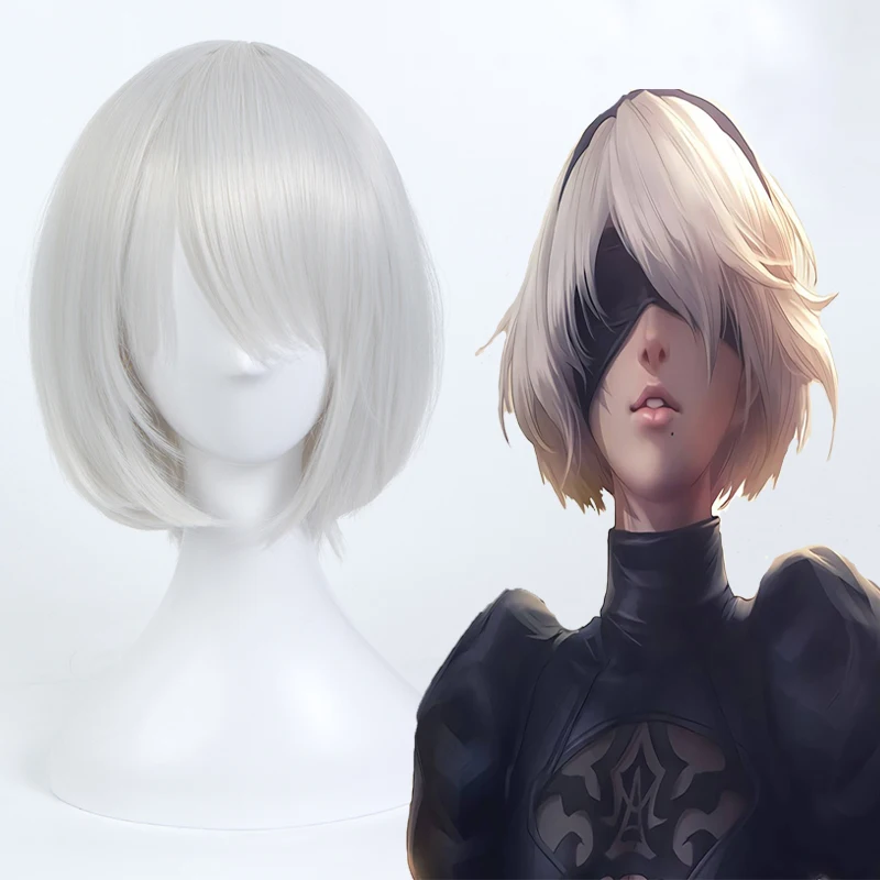Парик для косплея NieR:Automata 2B YoRHa No.2 термостойкий синтетический парик аниме