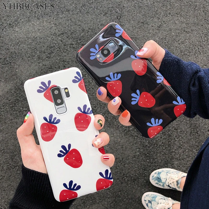 YHBBCASES для Samsung Note 8 9 мультфильм фрукты IMD мягкие чехлы модные милые клубники