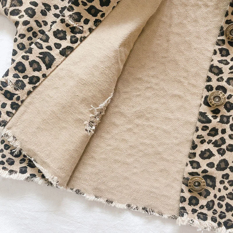 Одежда для маленьких мальчиков, хлопковое пальто с принтом «летучая мышь» с леопардовым принтом+ штаны, комплекты из 2 предметов, весенне-осенняя одежда с потертостями и бахромой, Лидер продаж