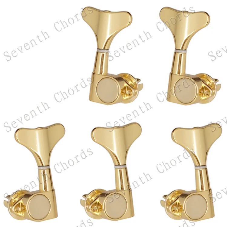 Gold A Set of 3L2R Набор 5 шт. бас-гитара струнные колышки Тюнеры машинные головки для 5 струн Замена баса-рыбы кнопки «хвост» - Цвет: Gold A Set of 3L2R