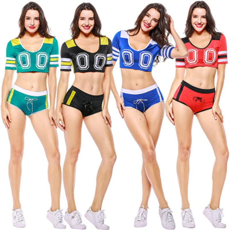 

Футбольная Одежда для чирлидинга, 4 цвета, детский костюм для футбола, практичная женская сексуальная форма для футбола, одежда для чирлидин...