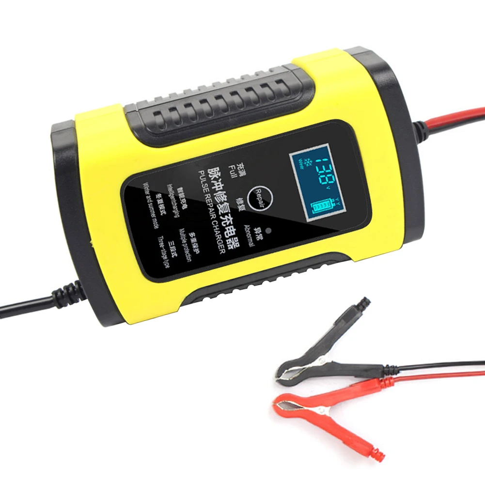 12V 6A 110V/240V Automatic Car Battery Charger Car Pulse Repair Charger With LCD Display US EU AUplug