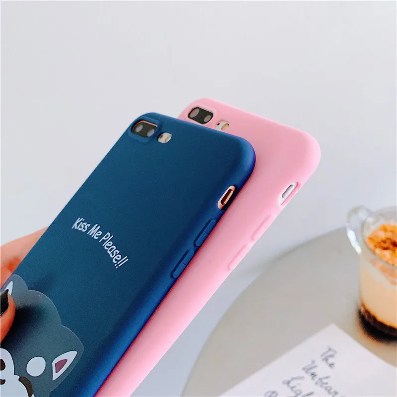 Cute Couples Cat Phone Case For iphone 7 8 6 6S Plus XS Max XR X Cartoon Silicone Kuso Protecive Back Cover |