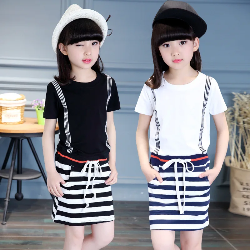 Fashion Girl Summer Dress 2018 Casual Girls Dresses Cotton Sports Clothes Toddler Clothing Children For 6-16Y | Детская одежда и