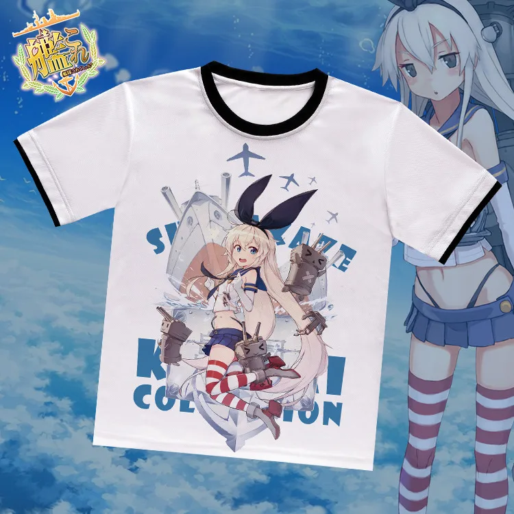 Футболка Kantai для активного отдыха белая футболка из полиэстера с аниме-игрой Kongo