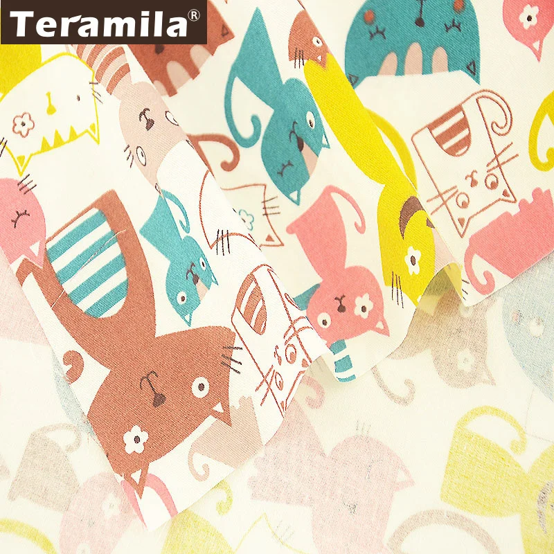 Teramila 100% хлопок саржевая Ткань Белый тела швейный материал Patchwrok DIY мультфильм