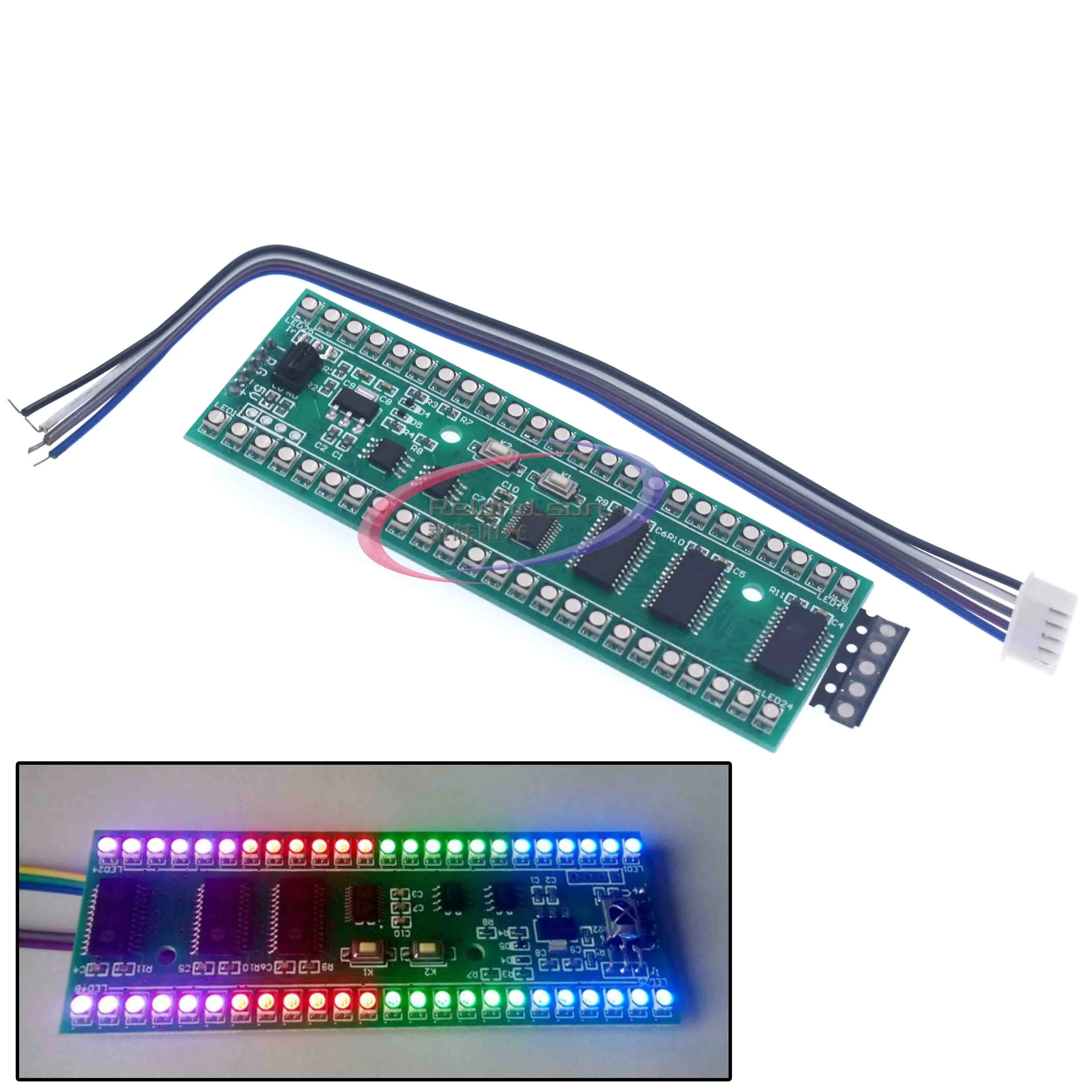 RGB MCU Adjustable Display Pattern 24 LED VU Level Indicator Meter Dual Channel Module