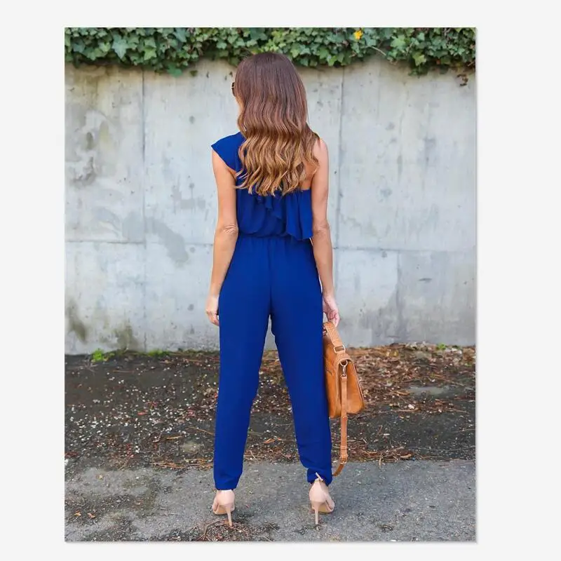 Женские шифоновые Комбинезоны облегающие однотонные комбинезоны с