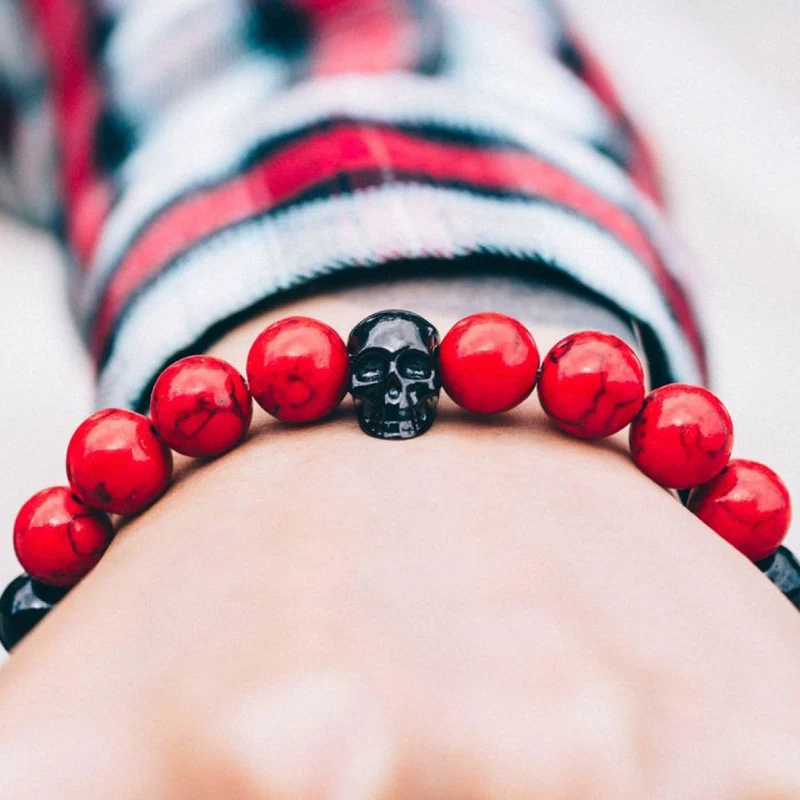 Мужской браслет Mcllroy с красными бусинами модный мужской Браслет из черной