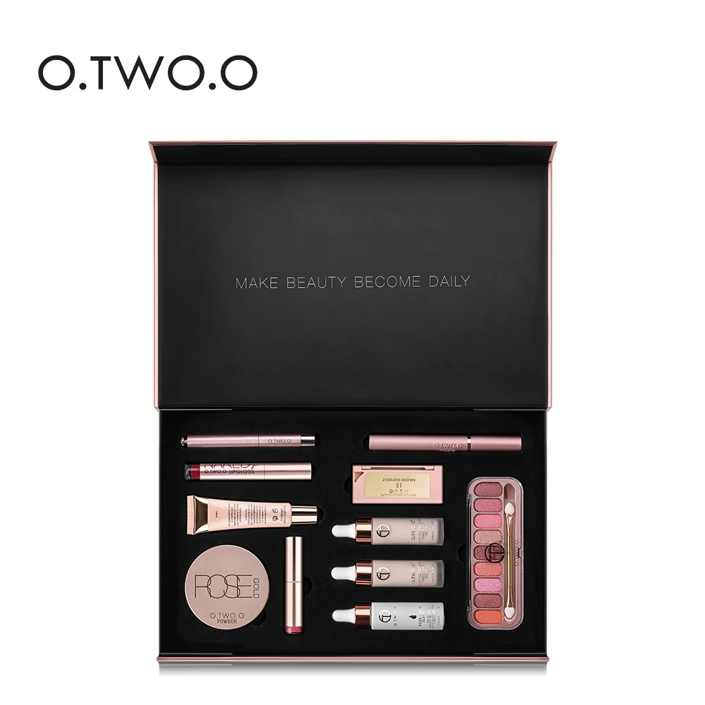 O.TWO.O Black Gold Series Make Up Tool Kit 11 Pieces/Set with Makeup Box Professional Beauty Set Cosmetics | Красота и здоровье