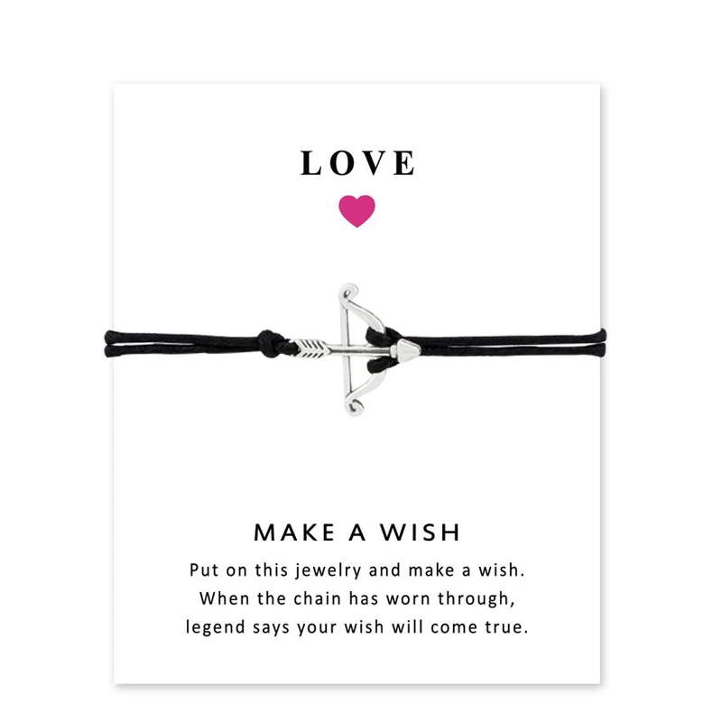 Arrow Charm Bracelet Women Men Lovers' Couple Bracelets Wish Card Jewelry Red String Adjustable Braided Pulseras | Украшения и