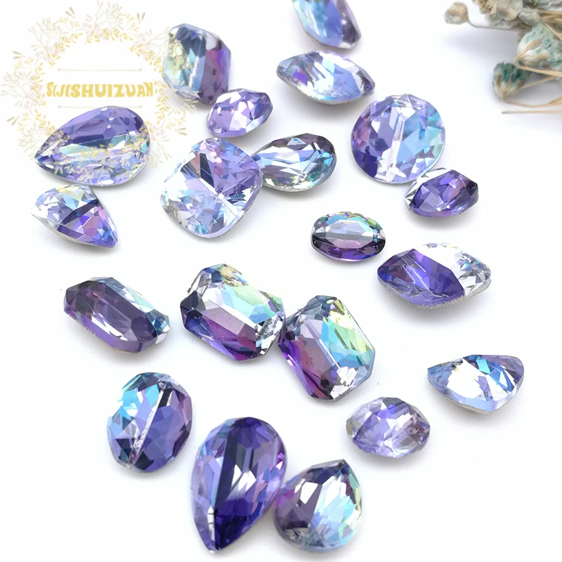 

New arrival! Mixing laser blue shape and sizes Glass Crystal rhinestones DIY Clothing accessories and nails Free shipping
