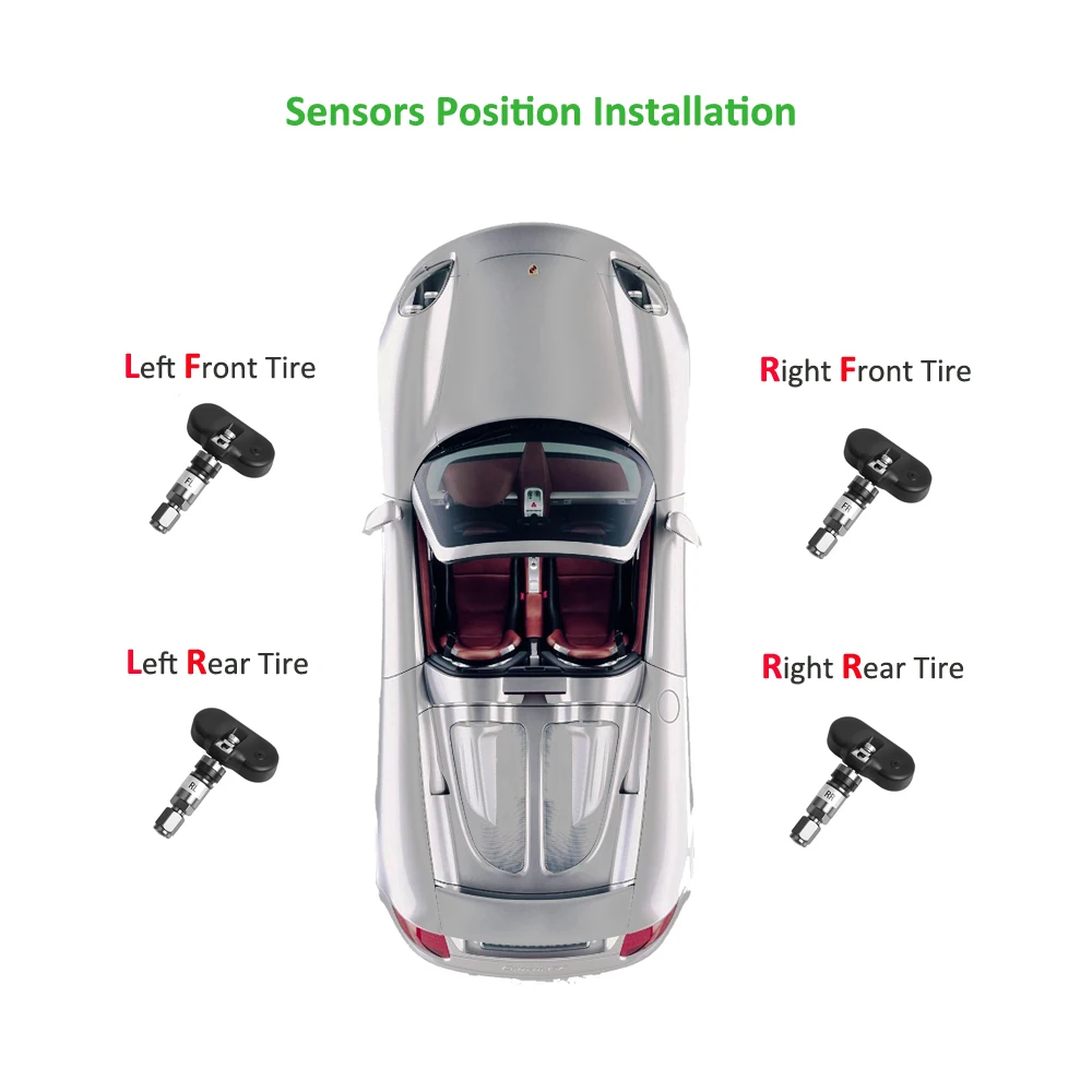 

EANOP Solar TPMS Car Tire Pressure Alarm Monitoring System 4 Internal External LCD Display Tyre Sensor Temperature Alert S701S