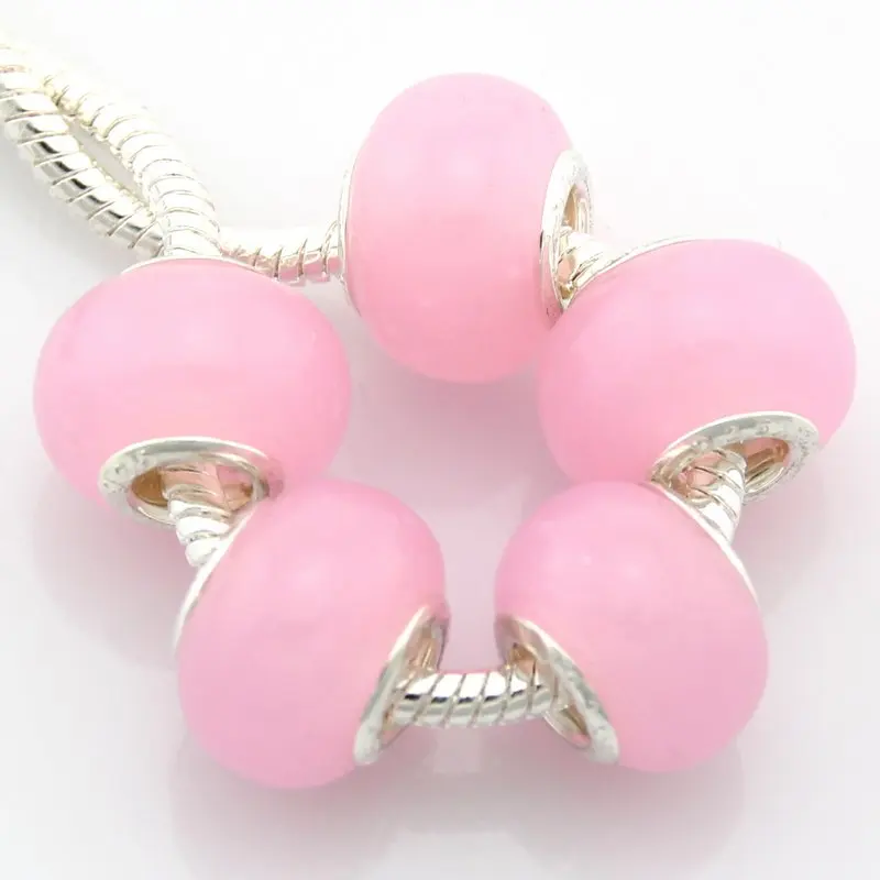 style 92 5 шт./лот, модный муранский стеклянный лэмпворк, бисер с большим отверстием, серебряное ядро для европейских браслетов, ювелирных изделий DIY G6 - Цвет: style 92