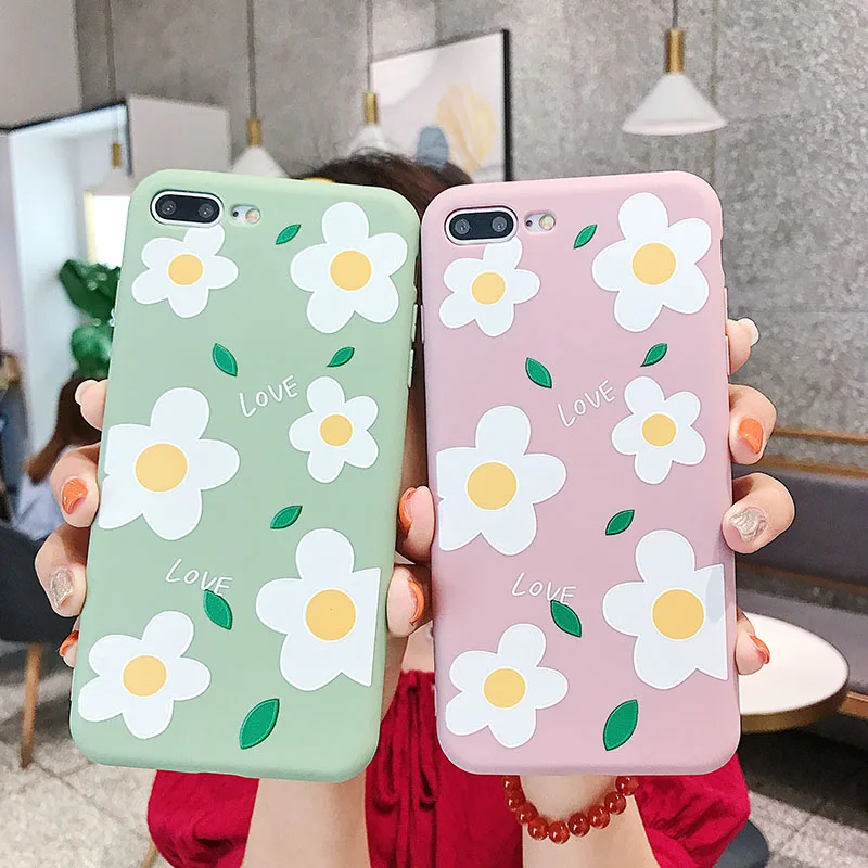 Милый чехол для телефона с цветами iPhone 7 8 6 S Plus мягкая задняя крышка из ТПУ Apple X XS MAX