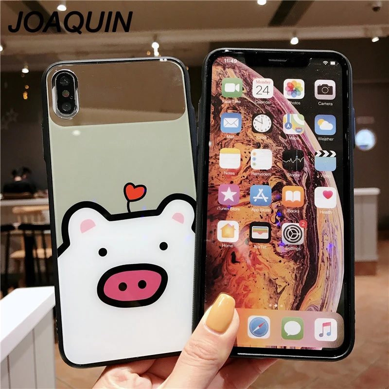 Новинка 2019 стеклянный чехол с зеркальным покрытием для iPhone X XR XS MAX big Pig head