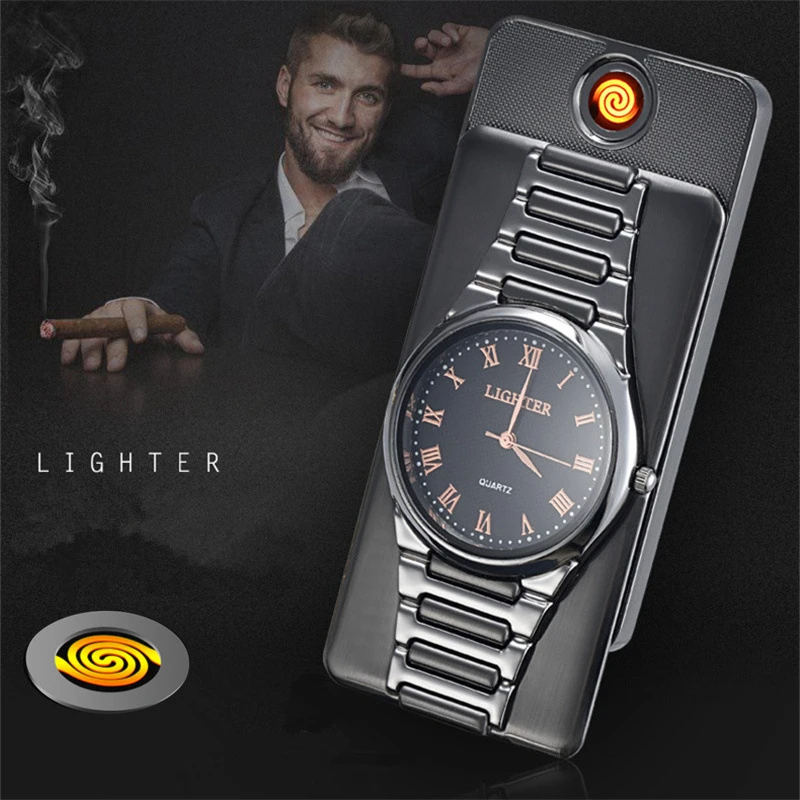 Военные USB зарядка спортивные зажигалки часы мужские повседневные кварцевые