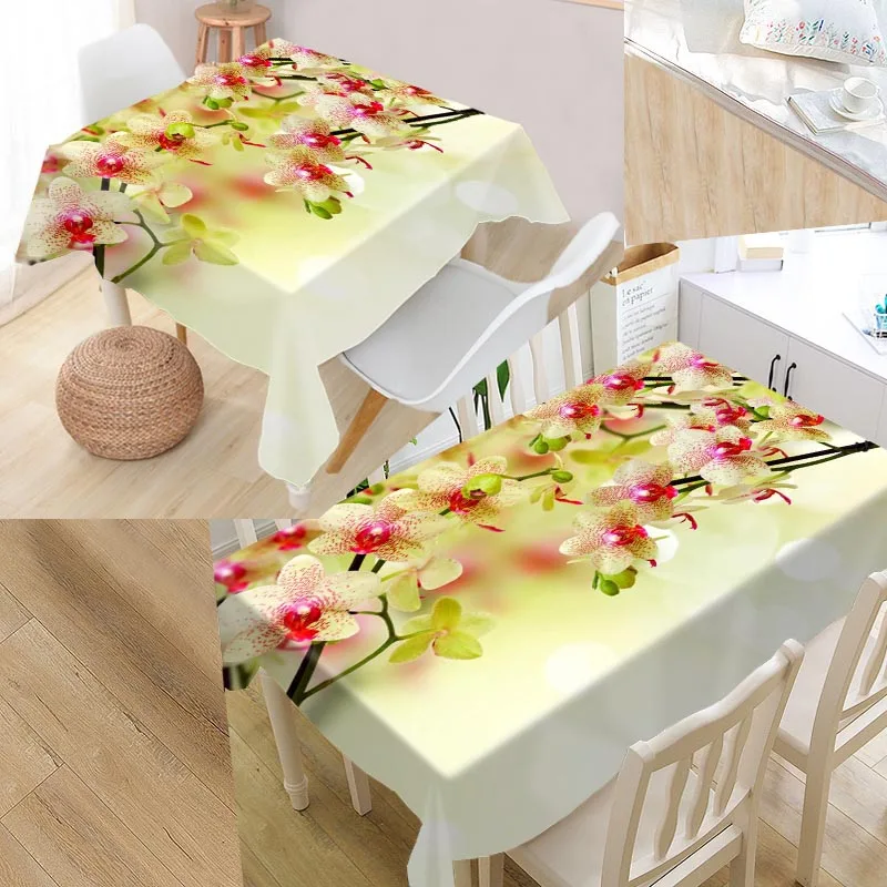 New Arrival Custom Orchid Closeup Table Cloth Waterproof Oxford Fabric Rectangular Tablecloth Home Party | Дом и сад