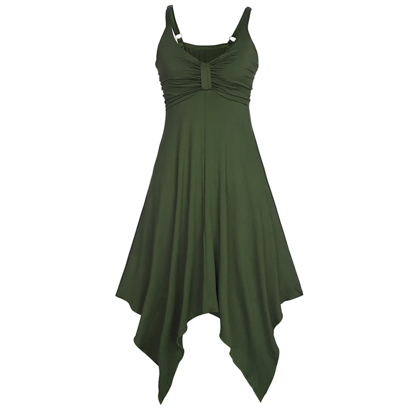Topgirls Summer Elegant Women Dress Sleeveless O-neck Print Ladies Vintage Irregular Ruffles Design Femme | Женская одежда