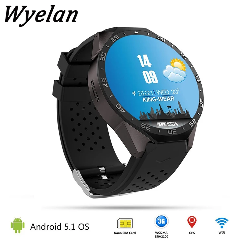 Wyelan KW88 ОС android 5 1 Смарт часы Электроника 39 дюймов mtk6580 phone support 3g Wi Fi nano SIM WCDMA|smart