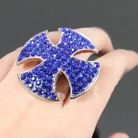 Горный хрусталь шипованных Регулируемый кольца пират крест кольцо площадь