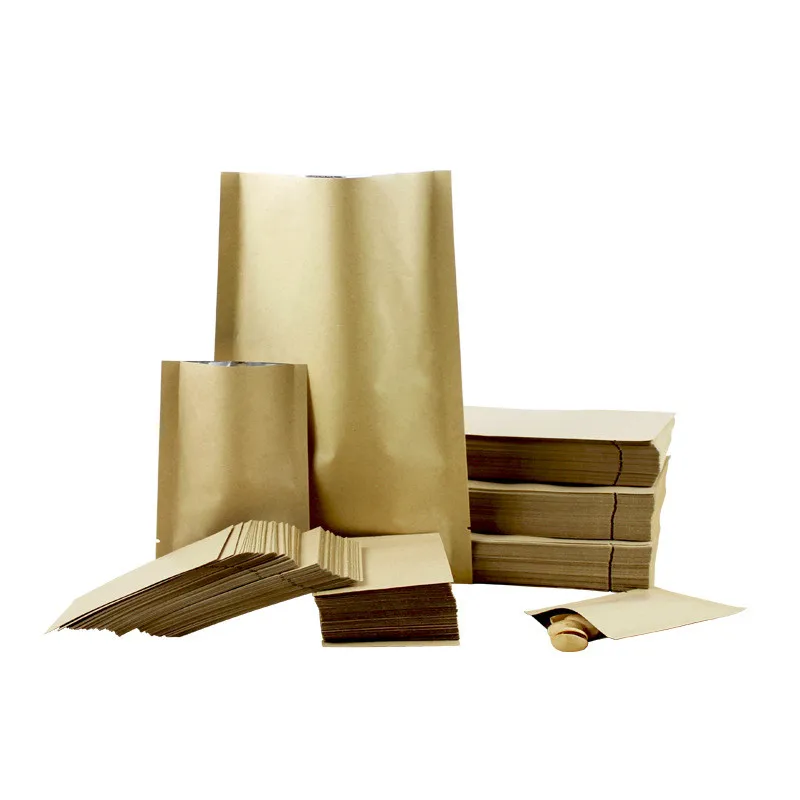 

WincoPack flat bottom three side seal kraft paper packaging bag with foil lined for coffee tea candy