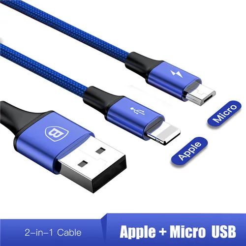 LM blcak Baseus 3в1 2в1 USB кабель для iPhone X 8 7 6 Micro кабель type usb C кабель для samsung S9 S8 Быстрая зарядка кабель зарядного устройства 3A шнур - Цвет: LM blcak