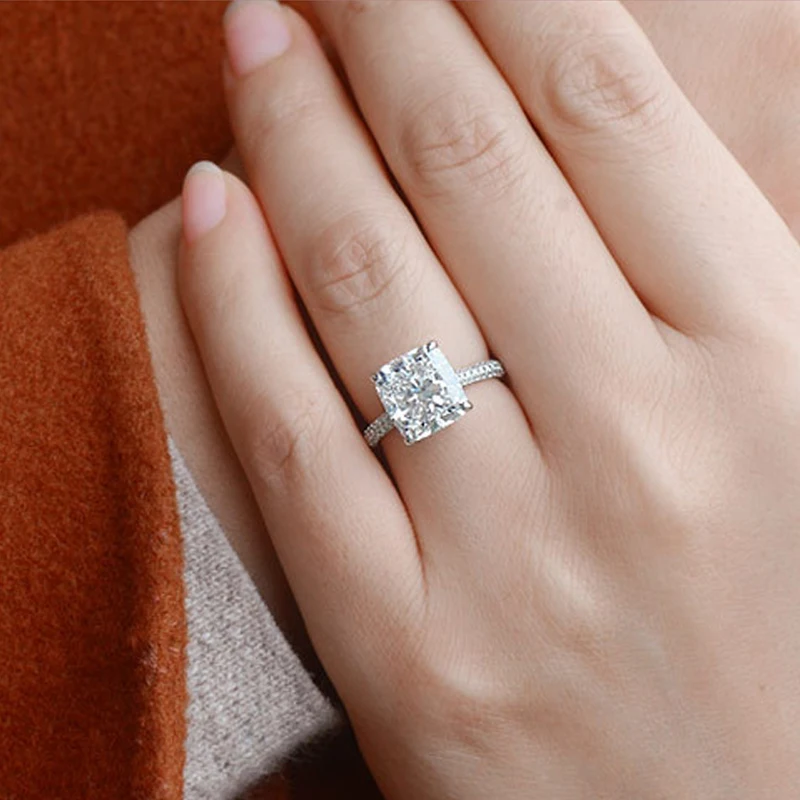 

Utimtree New Gorgeous Square Crystal Female Zircon Ring Fashion 925 Silver Bridal Wedding Rings For Women Engagemet Promise Anel