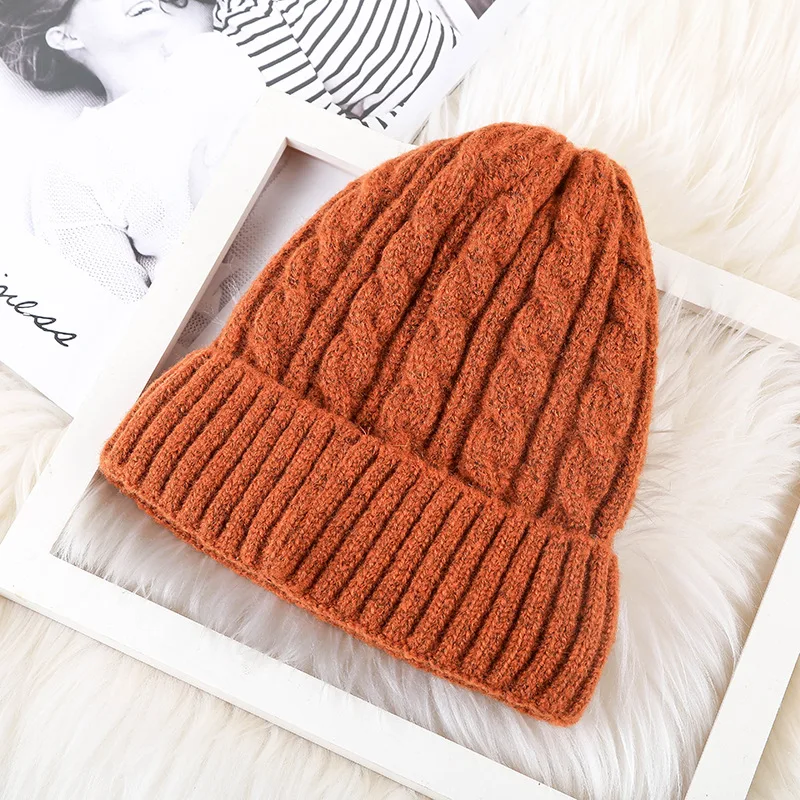 

COKK Winter Hat For Women Men Plus Velvet Wool Knitted Hat Female Bonnet Beanie Bonnets Stretch Hats Cute Chapeau Femme 2020 New