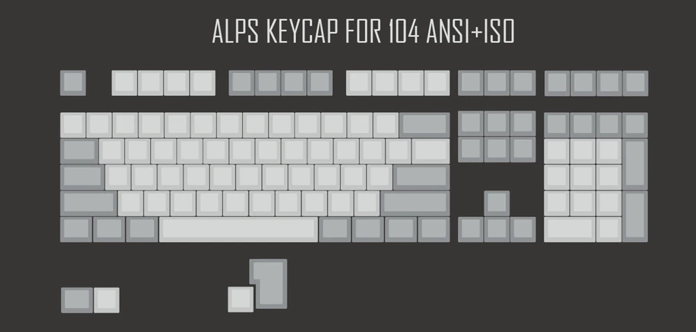 ALPS for 108 ISO XDA ALPS пустые брелки пустые белые серые для MX механическая клавиатура gh60 покер xd64 xd60 xd68 xd84 xd96 Планк 87 104 ansi tkl - Цвет: ALPS for 108 ISO