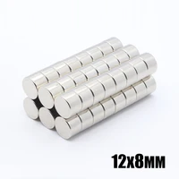 50pcs 12x8 mm neodymium magnet 12x8 rare earth small strong round permanent 128mm fridge electromagnet ndfeb nickle magnetic