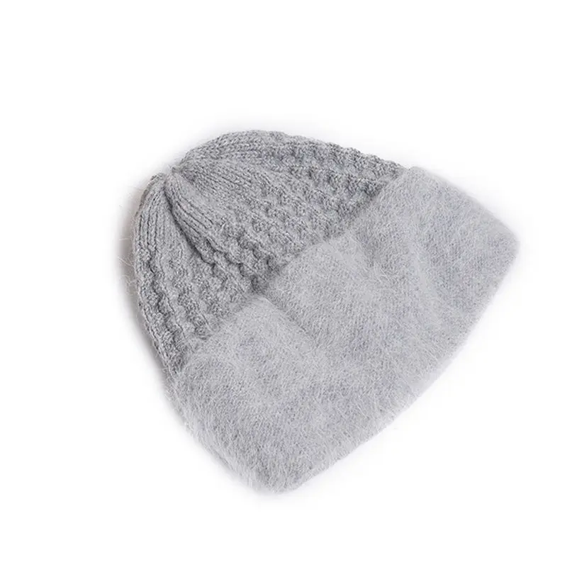 grey Charles Perra, женская шапка, Корейская версия, модная, теплая, кроличья шерсть, вязаные шапки, элегантные, женские, зимние шапки 3224 - Цвет: grey