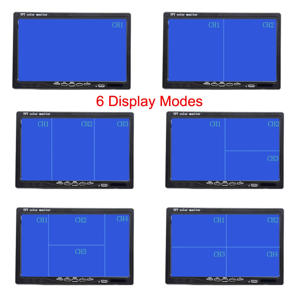 Монитор TFT LCD Quad Split для авто грузовика системы видеонаблюдения с дистанционным