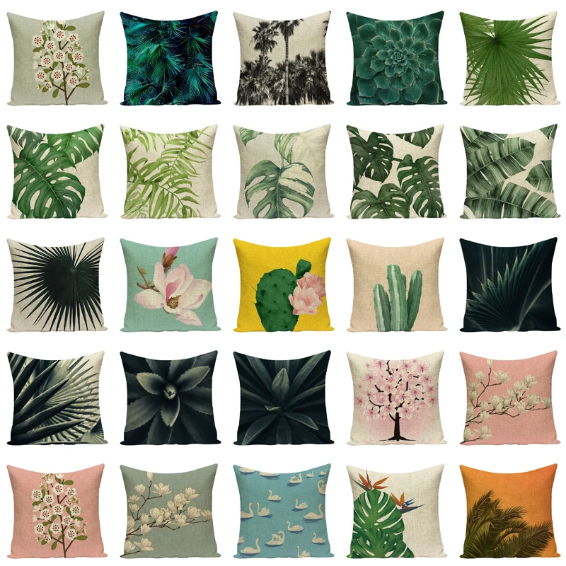 Подушка зеленая С КАКТУСОМ декоративные подушки домашний декор для дивана