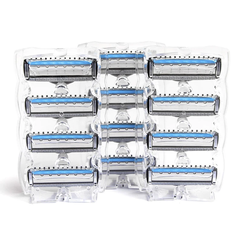 Ручная бритва QShave Blue Series для бритья X5 Blade Plus 1 триммерное лезвие 12 картриджей