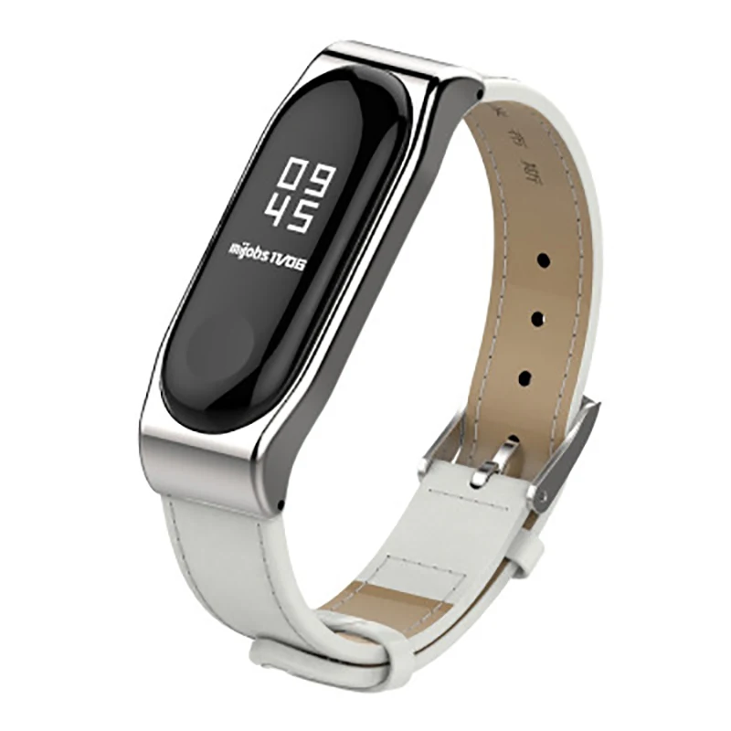 Ремешок для браслета Xiaomi Mi Band 3 из натуральной кожи Сменные Металлические