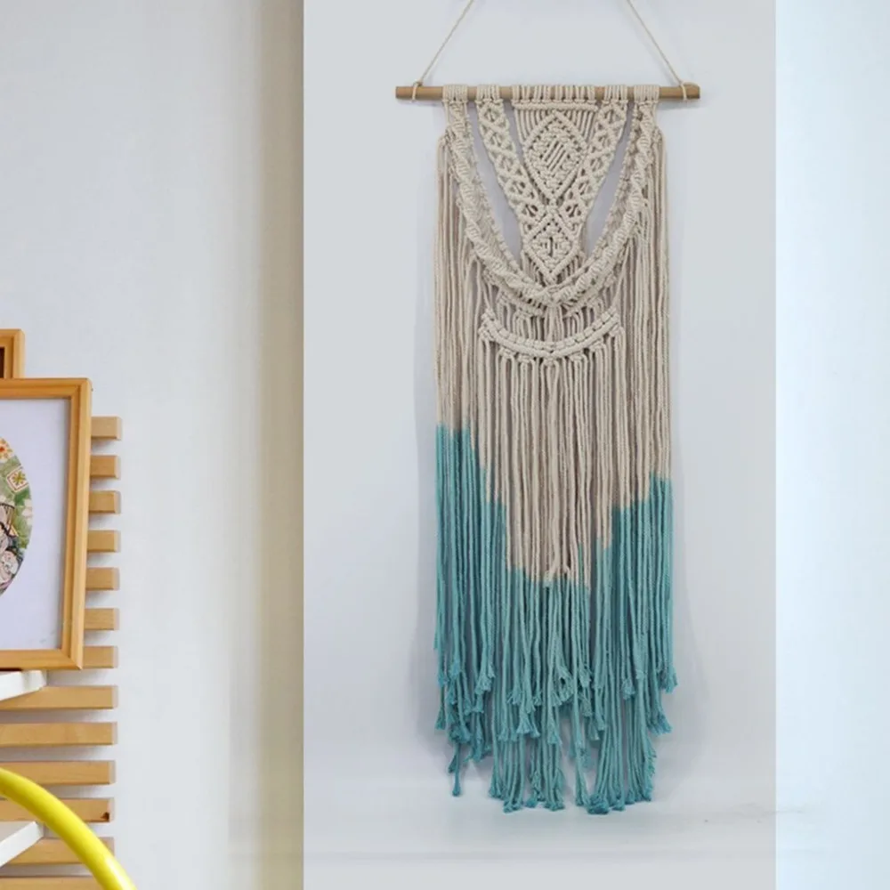 Гобелен Лонг макраме ручной работы подвесных украшений синий окрашенные в