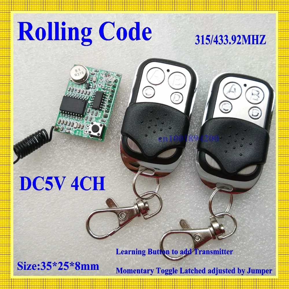 RF Rolling Code декодирующий ресивер модуль + 2 передатчика DC 5V 4CH TTL выход обучения