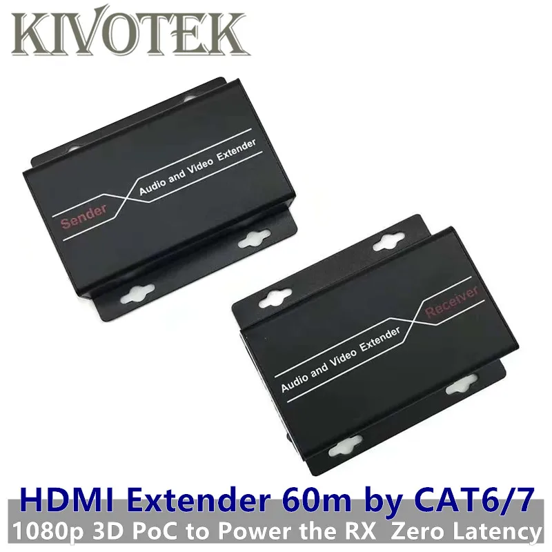 

HDMI удлинитель 60 м от CAT6/7 Кабельный адаптер Женский Разъем 1080p 3D PoC для питания RX Zero Latency AV transmiss Бесплатная доставка