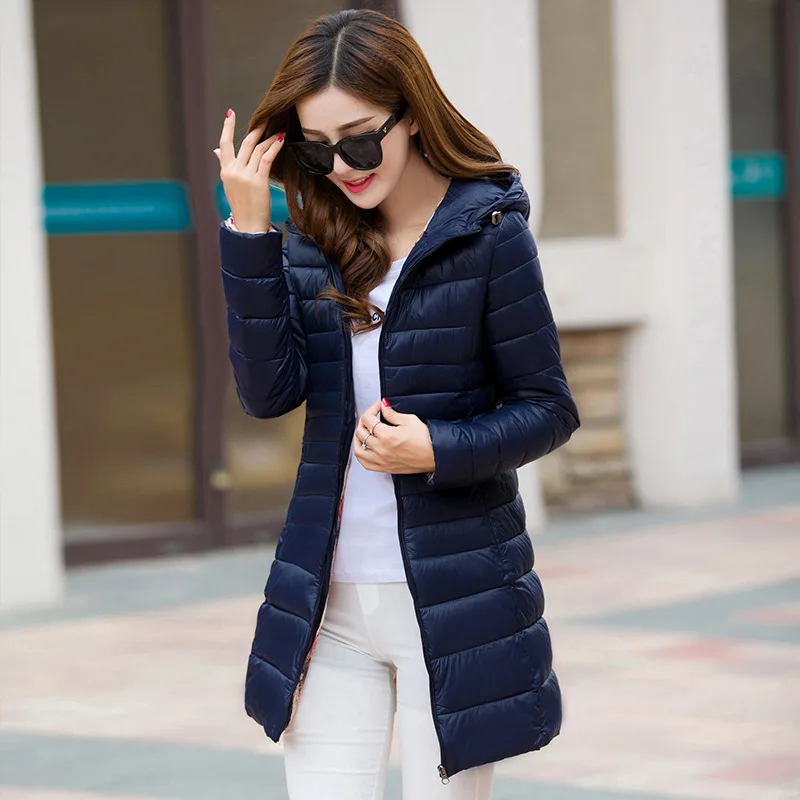 

Women 90% White Duck Down Jacket Women's Hooded Ultra Light Down Jackets Warm Long Winter Coat Parkas