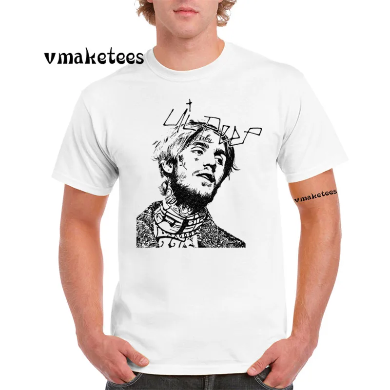 Мужская футболка с принтом Lil Peep Hip Hop Rap Rapper Music круглым вырезом и короткими