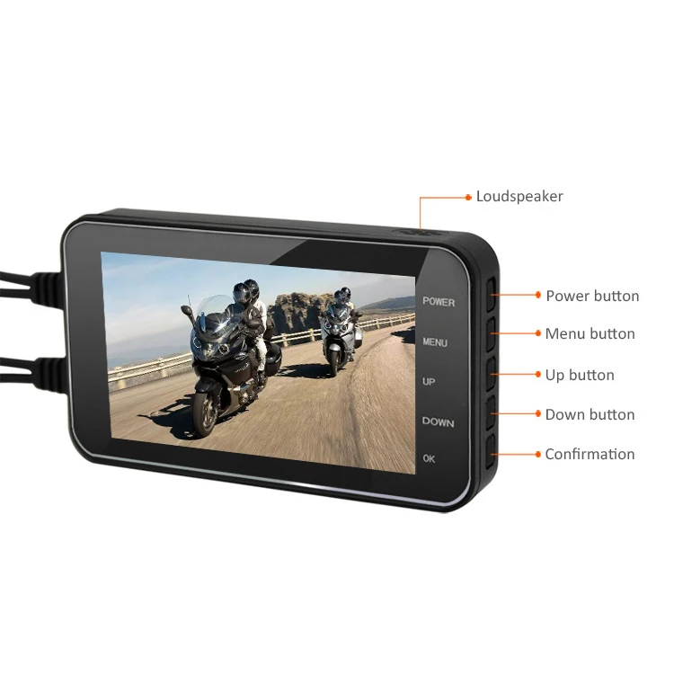 FHD 1080P Водонепроницаемая WiFi камера 4 "Мотоцикл DVR Передняя Задняя Двойная Камера