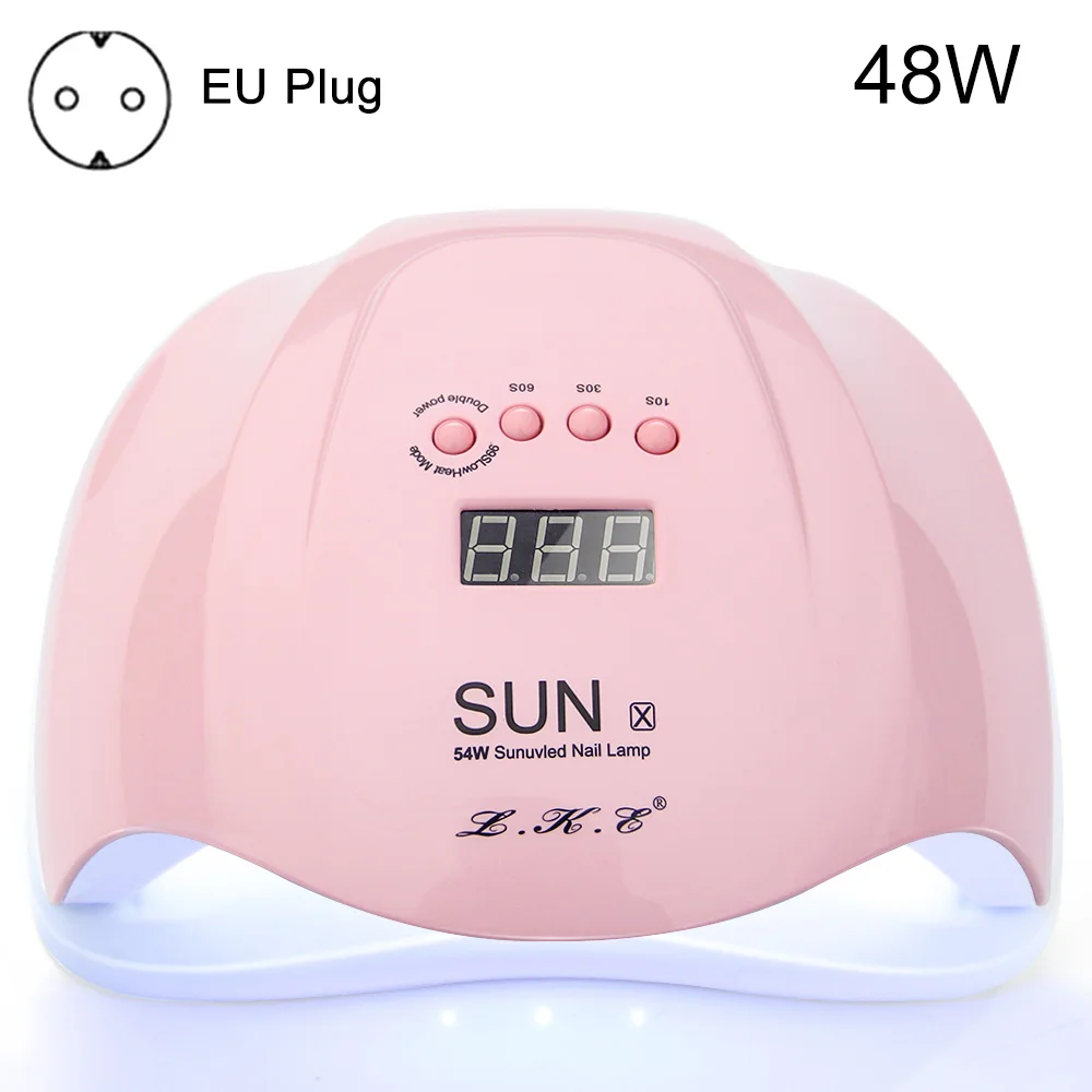 LKE SUNx 48 Вт 54 Вт Сушилка для ногтей УФ-лампа 36 светодиодов Сушка УФ-сушка для гель-лака с таймером для 10s 30s 60s автоматические инструменты для маникюра - Цвет: New 54W EU Plug