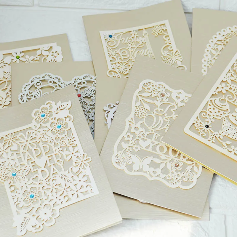 Laser cutting hallow out card Folding type Metal sense Paper Cartoon invitation | Дом и сад