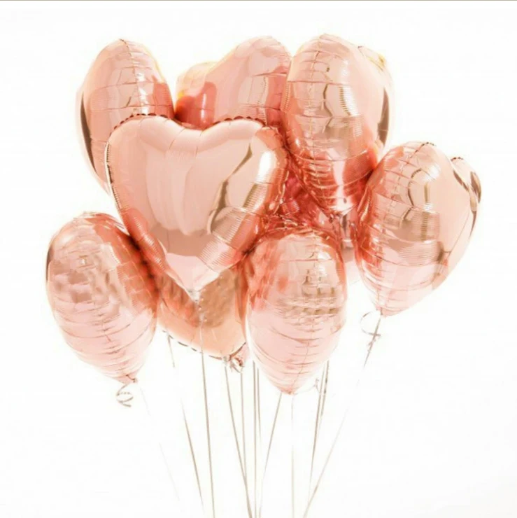 

50pcs 18inch rose gold star Heart Globos Metallic Color Infatable Foil Balloon for Party Wedding Valentine's Day Decoration gift