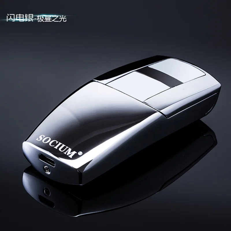 Thunder Silver Roadster автомобильный двойной дуговой прикуриватель USB Перезаряжаемый электронный плазменный Зажигалка Turbo Новинка гаджеты encendedor для мужчин - Цвет: Thunder Silver