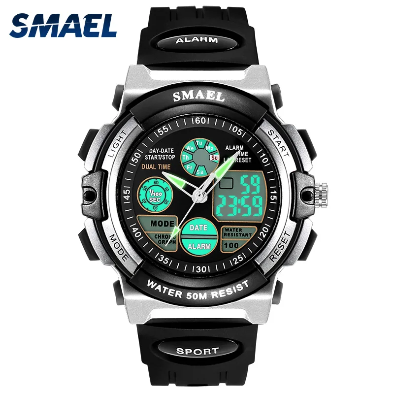 SMAEL Детские 0508 часы 50 м водонепроницаемые детские наручные с хронографом LED Авто