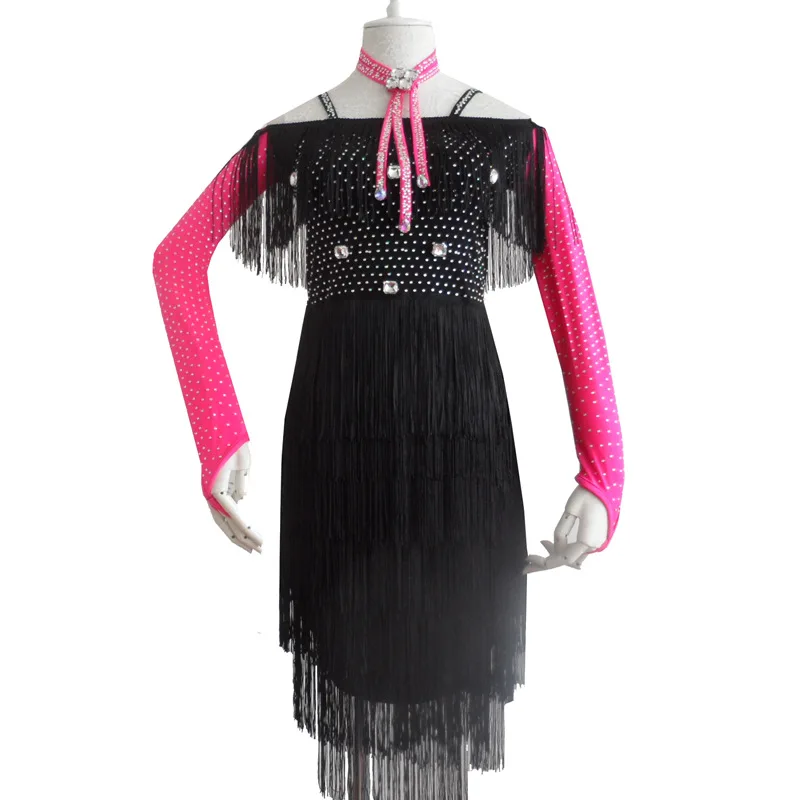 

Latin dance tassel skirt designed for cute girls high level Practicing skirt stage performance must-have Y-088