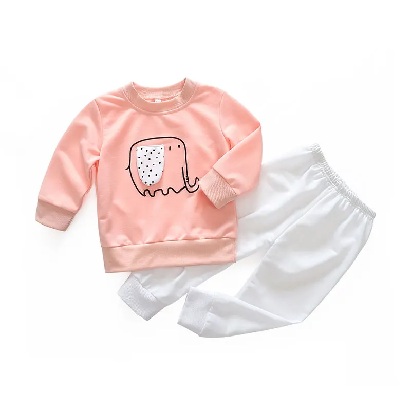 baby clothes 2018 newborn boys girls cotton set cartoon print pullover+trousers kids clothing sets casual style tracksuit | Детская