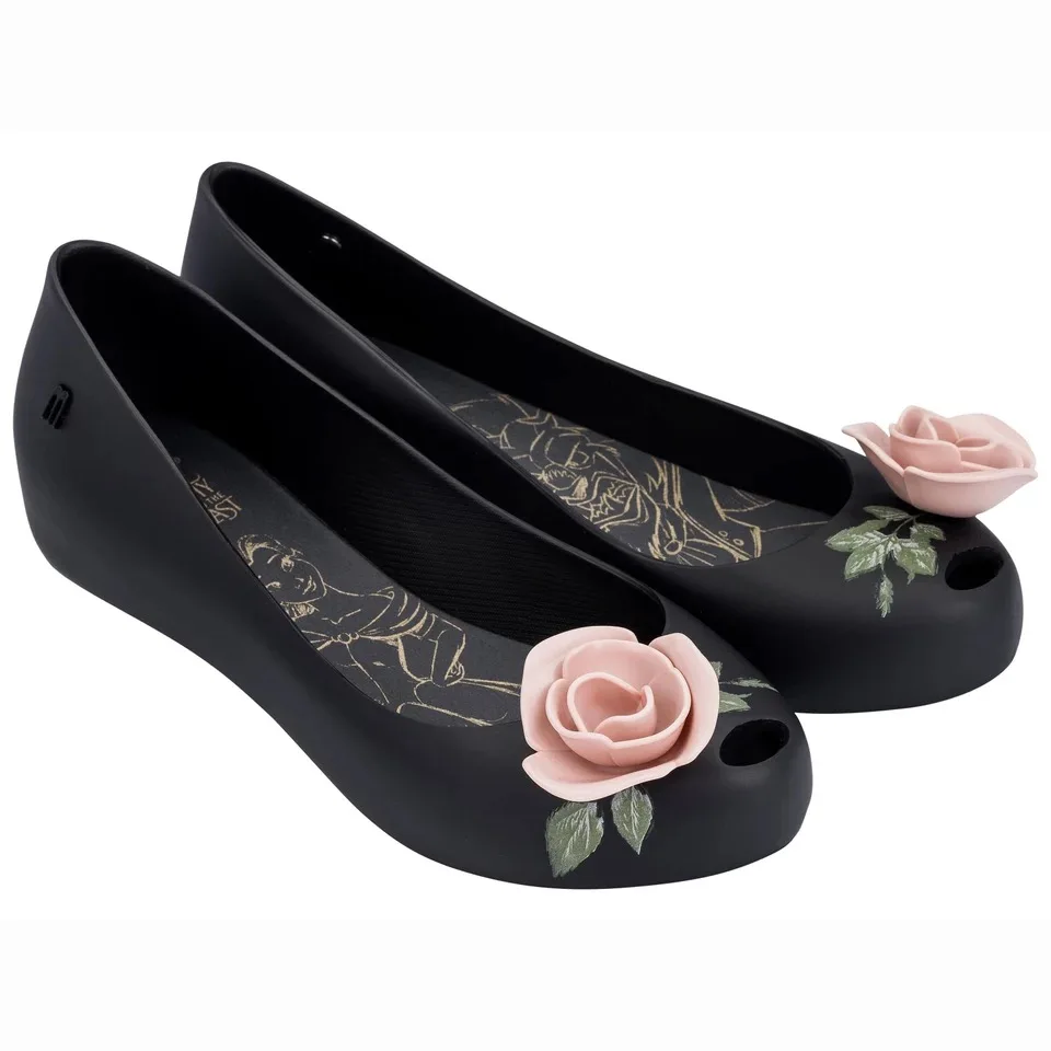 Женские сандалии Melissa Ultragirl розовые и черные прозрачные на плоской подошве с